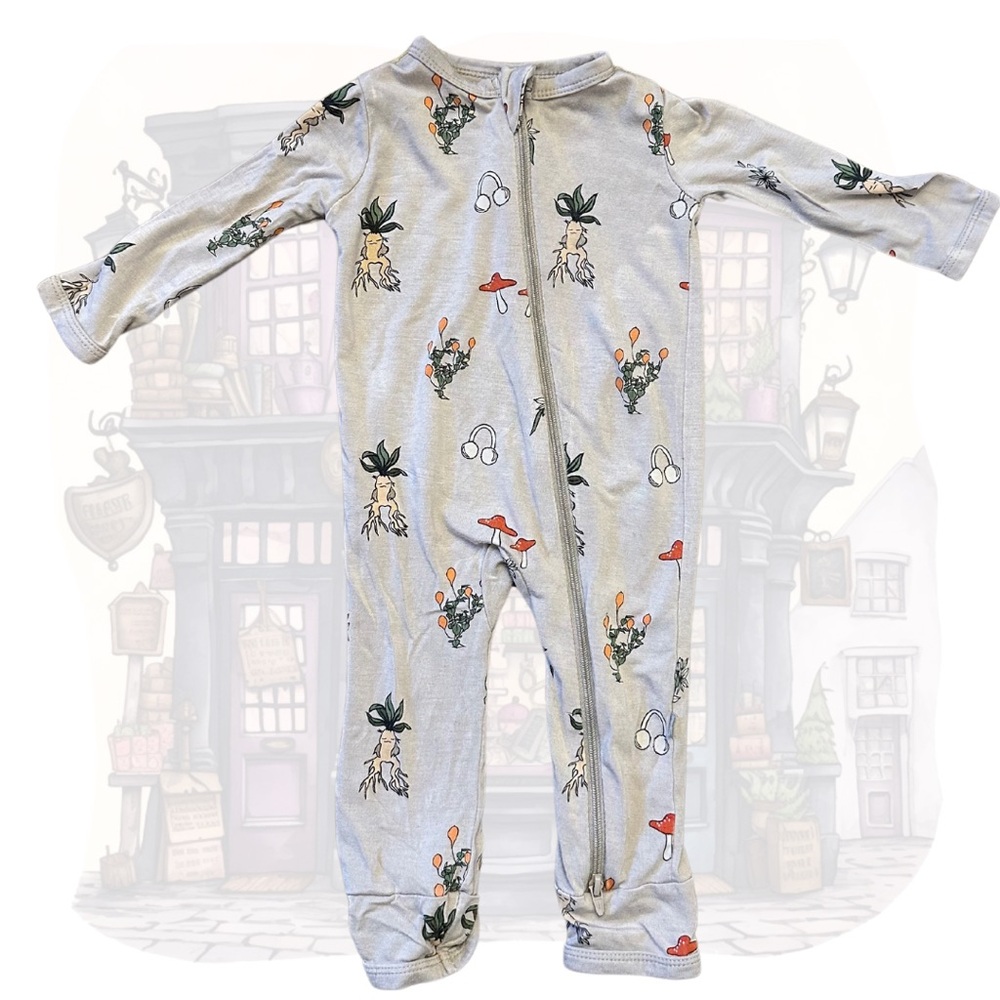 Kyte baby - baby zippered romper - bamboo - 3-6 months - mandrake / harry potter